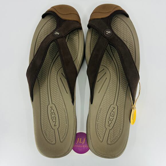 KEEN Men\'s Waimea TG Java Leather Toe Bumper Flip-Flop Sandals 1029128 Size 13 main image 2